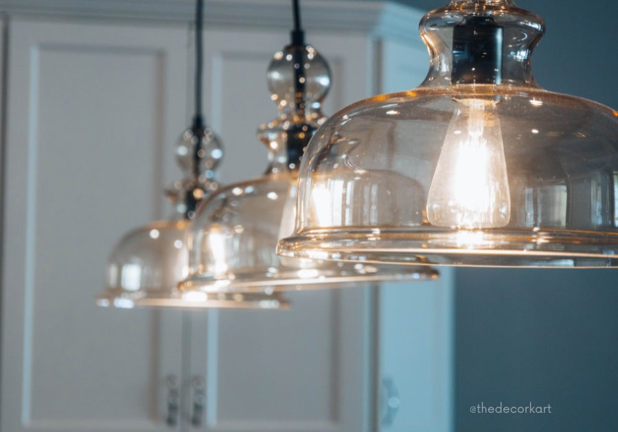A variety of stylish pendant lighting options displayed across different home settings including the living room, dining table, and bedroom, showcasing their versatility and decorative impact.