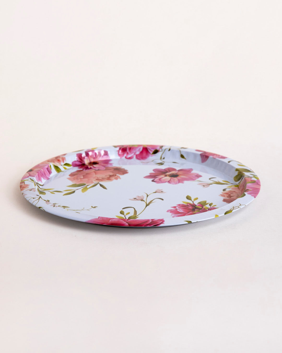 Blush Elegance Floral Serving Tray - Set Of-2