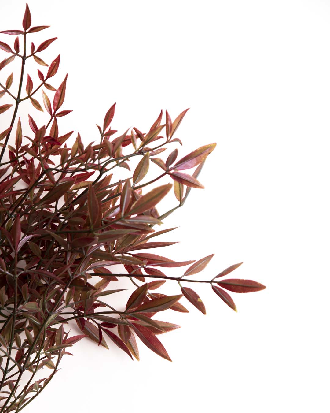 'Bamboo Leaf' Decorative Faux Flower Stick - Red