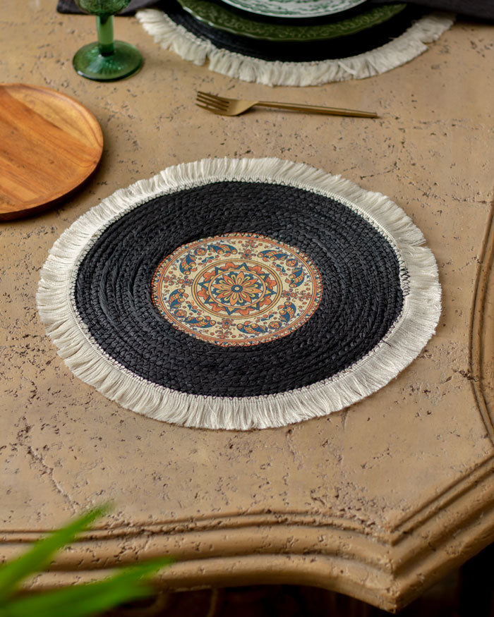 Bohemian Mandala Placemat - Black - The Decor Kart