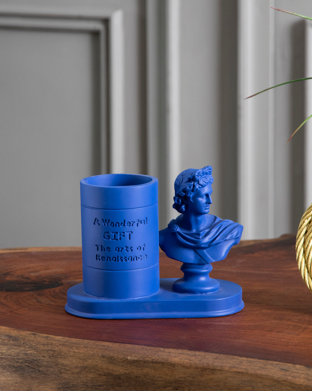 Renaissance Muse Decorative Pen Holder - Blue