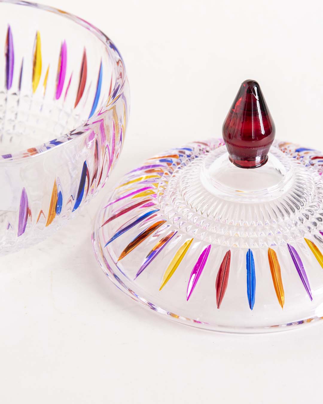 Rainbow Crystal Glass Candy Jar