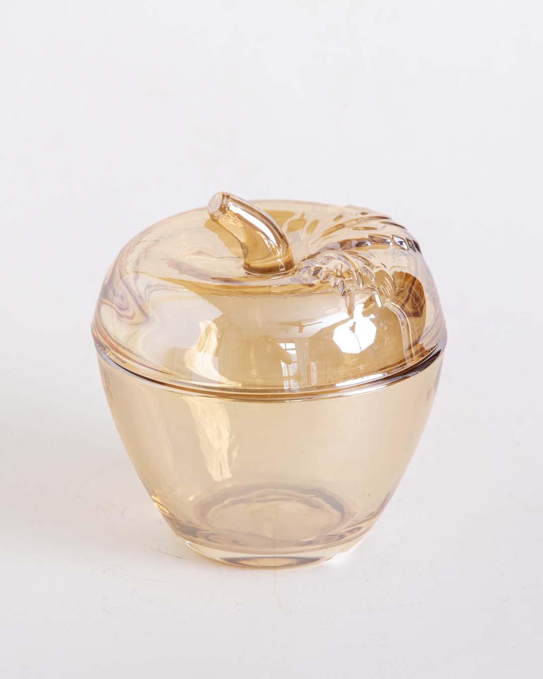 Apple Shaped Glass Candy Jar - Amber