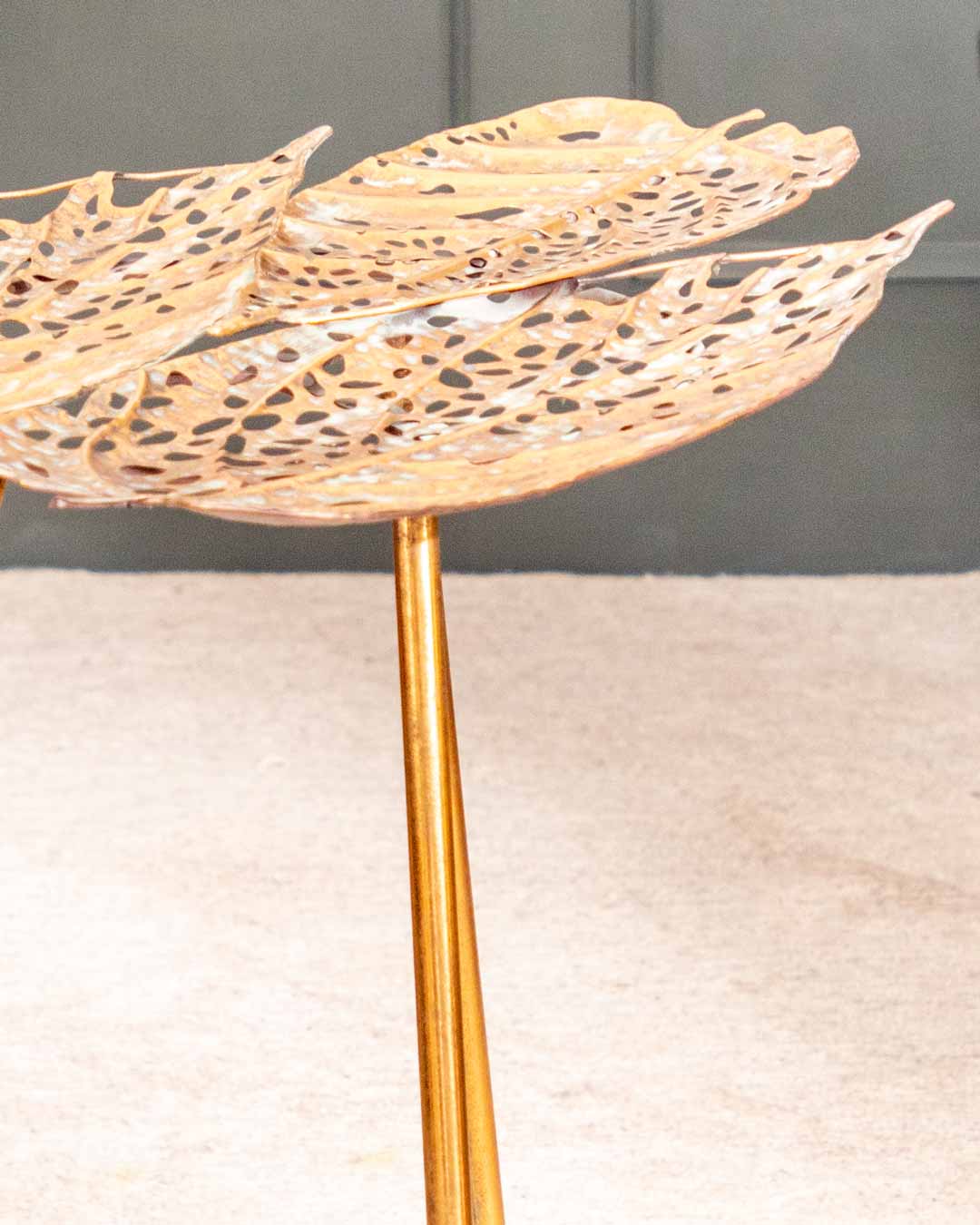 Palm Leaf Gold Side Table - The Decor Kart