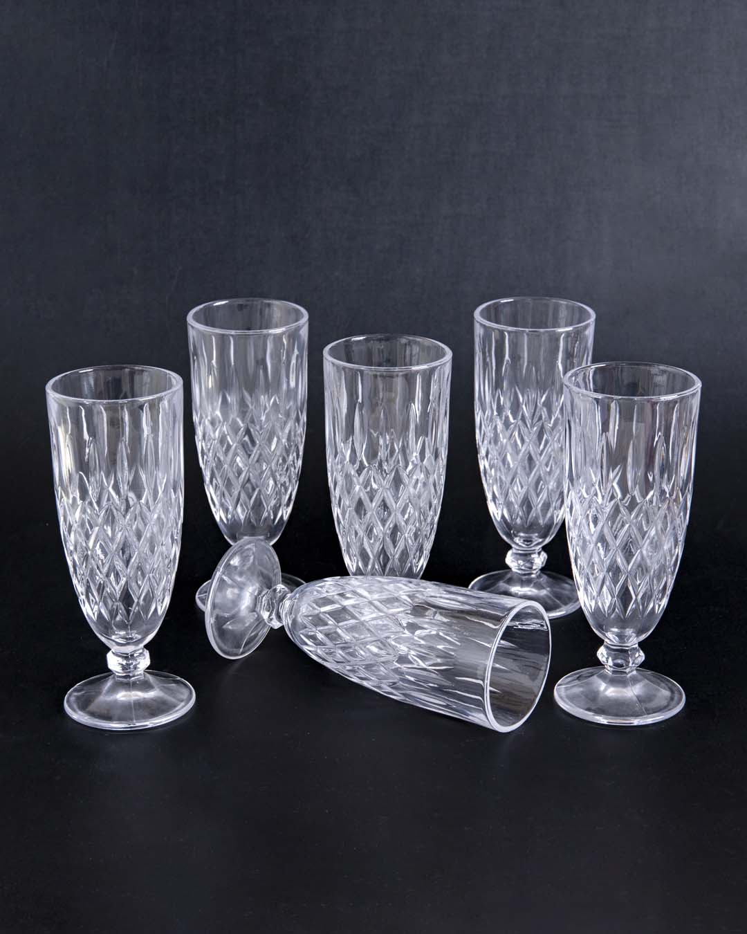 Diamond Cut Drinking Glass - Set Of 6