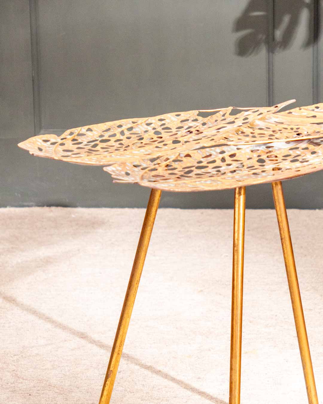 Palm Leaf Gold Side Table - The Decor Kart