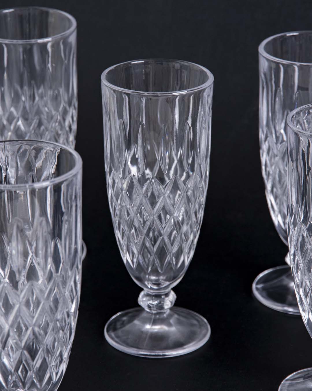 Diamond Cut Drinking Glass - Set Of 6