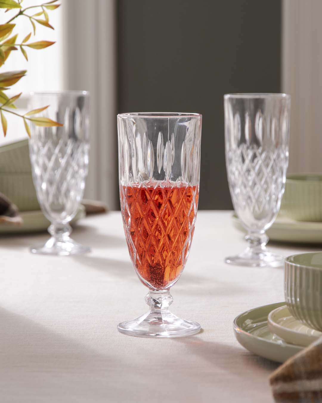 Diamond Cut Drinking Glass - Set of 6
