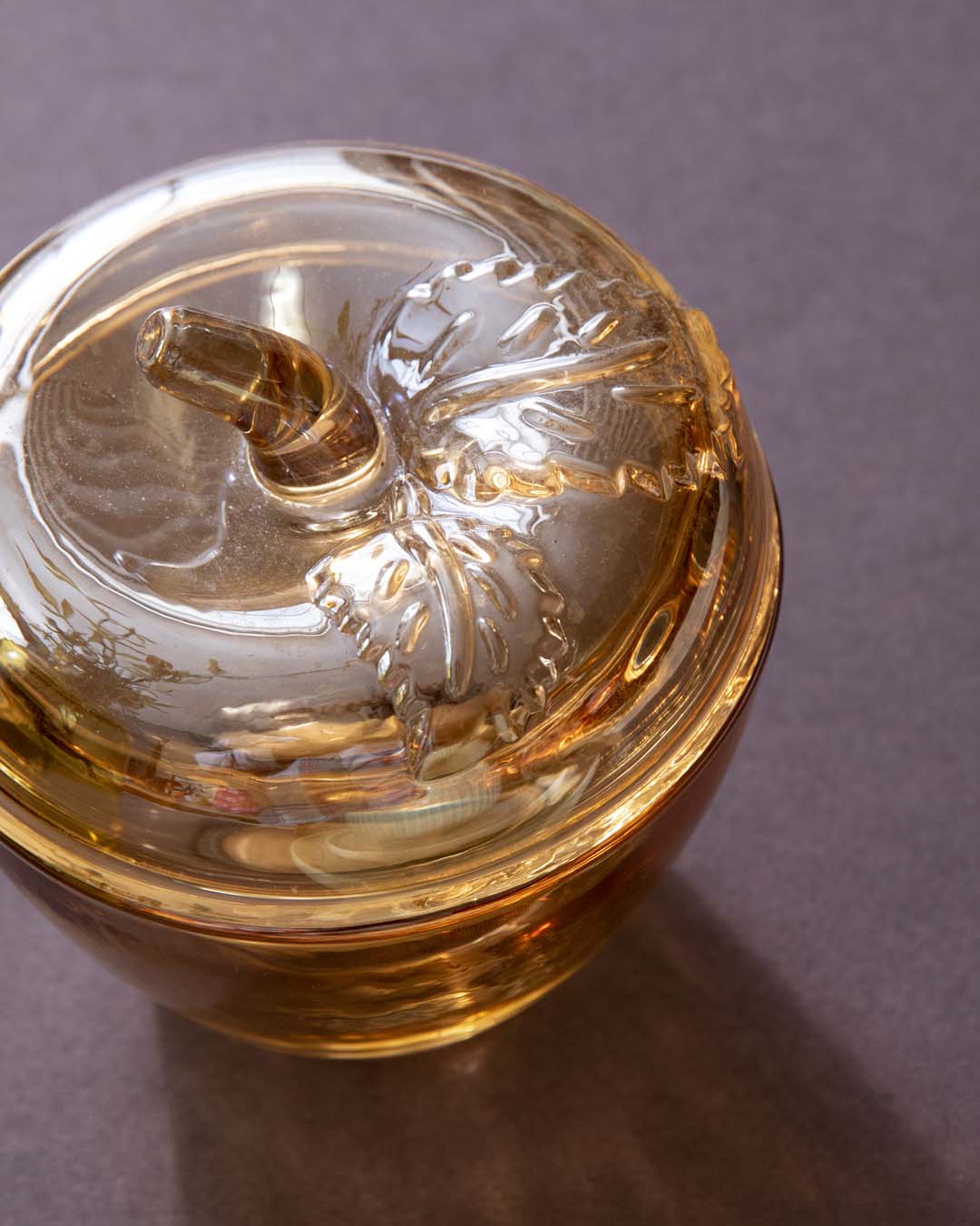 Apple Shaped Glass Candy Jar - Amber