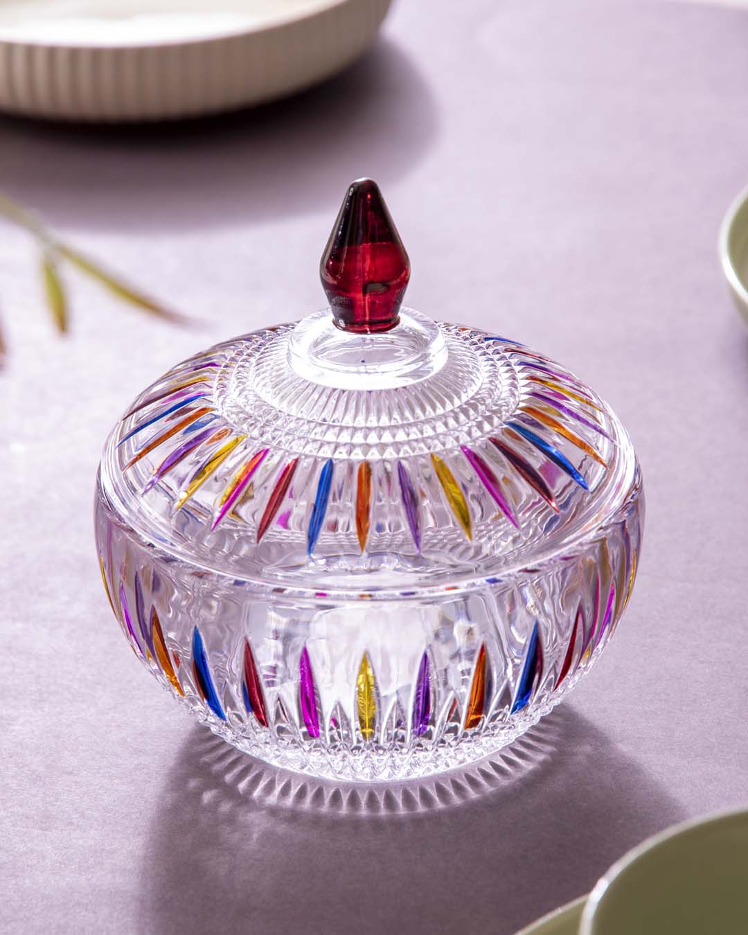 Rainbow Crystal Glass Candy Jar