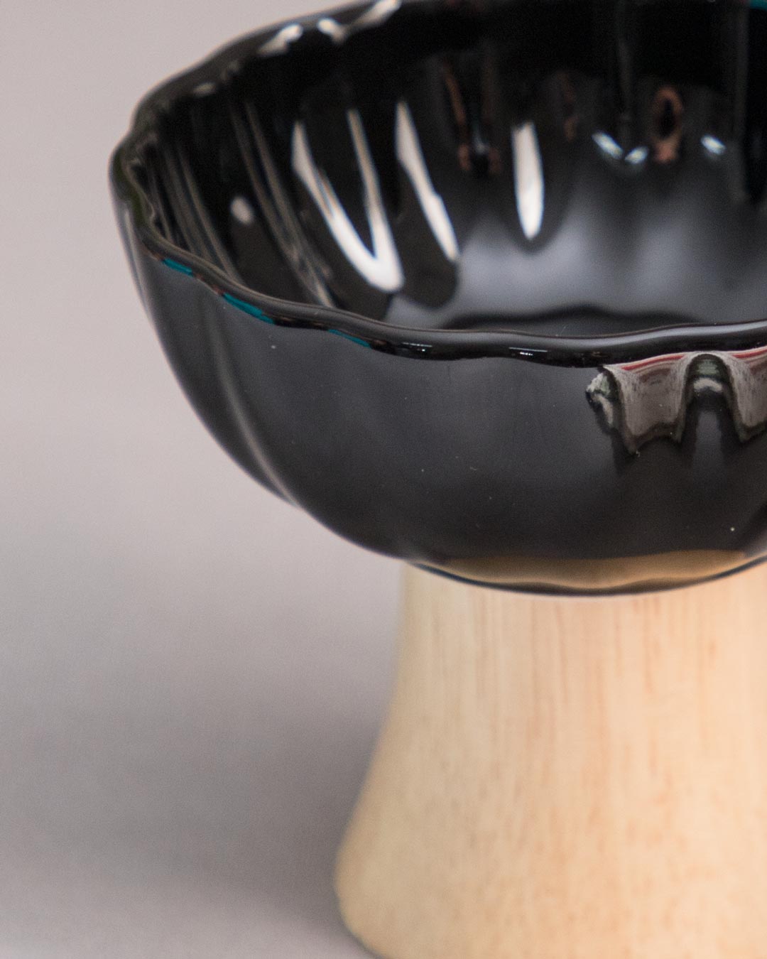Mid-Century Footed Bowl-Black - The Decor Kart