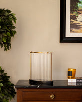 Golden Border With Glass Rod Candle Holder - Small - The Decor Kart