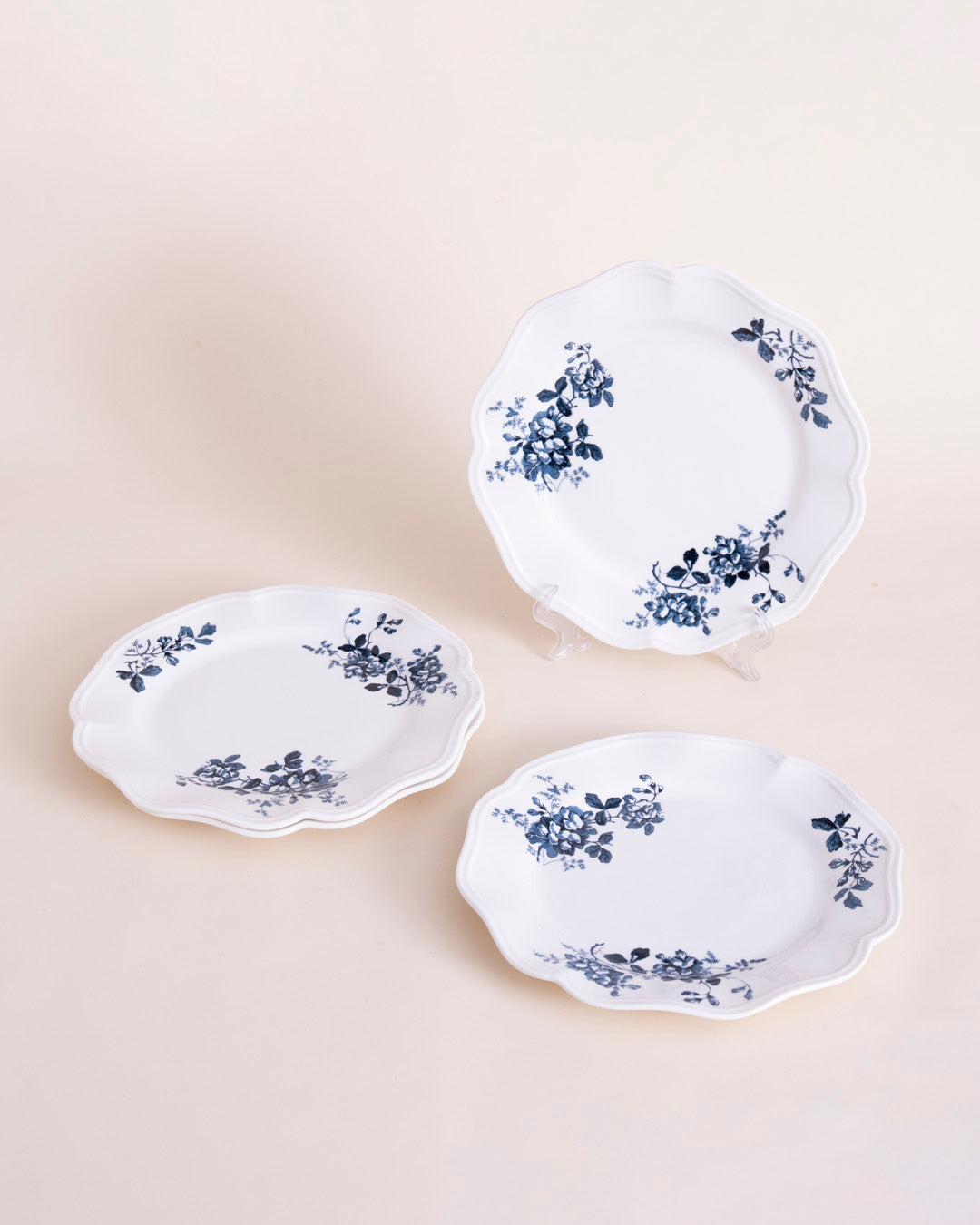 Blue Floral Scalloped Edge Quarter Plate