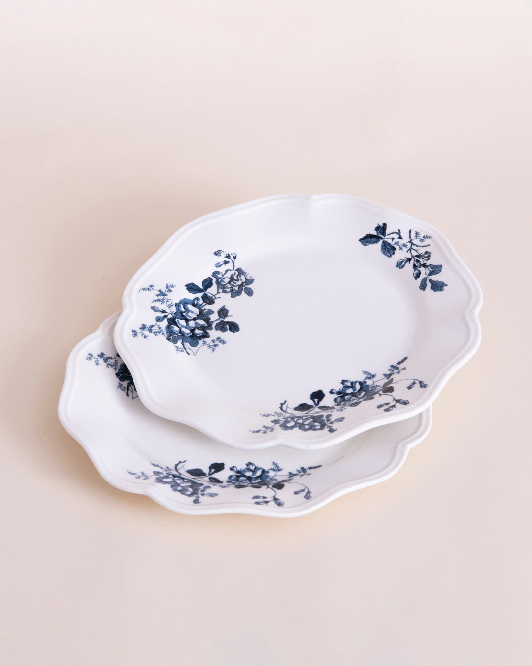 Blue Floral Scalloped Edge Quarter Plate