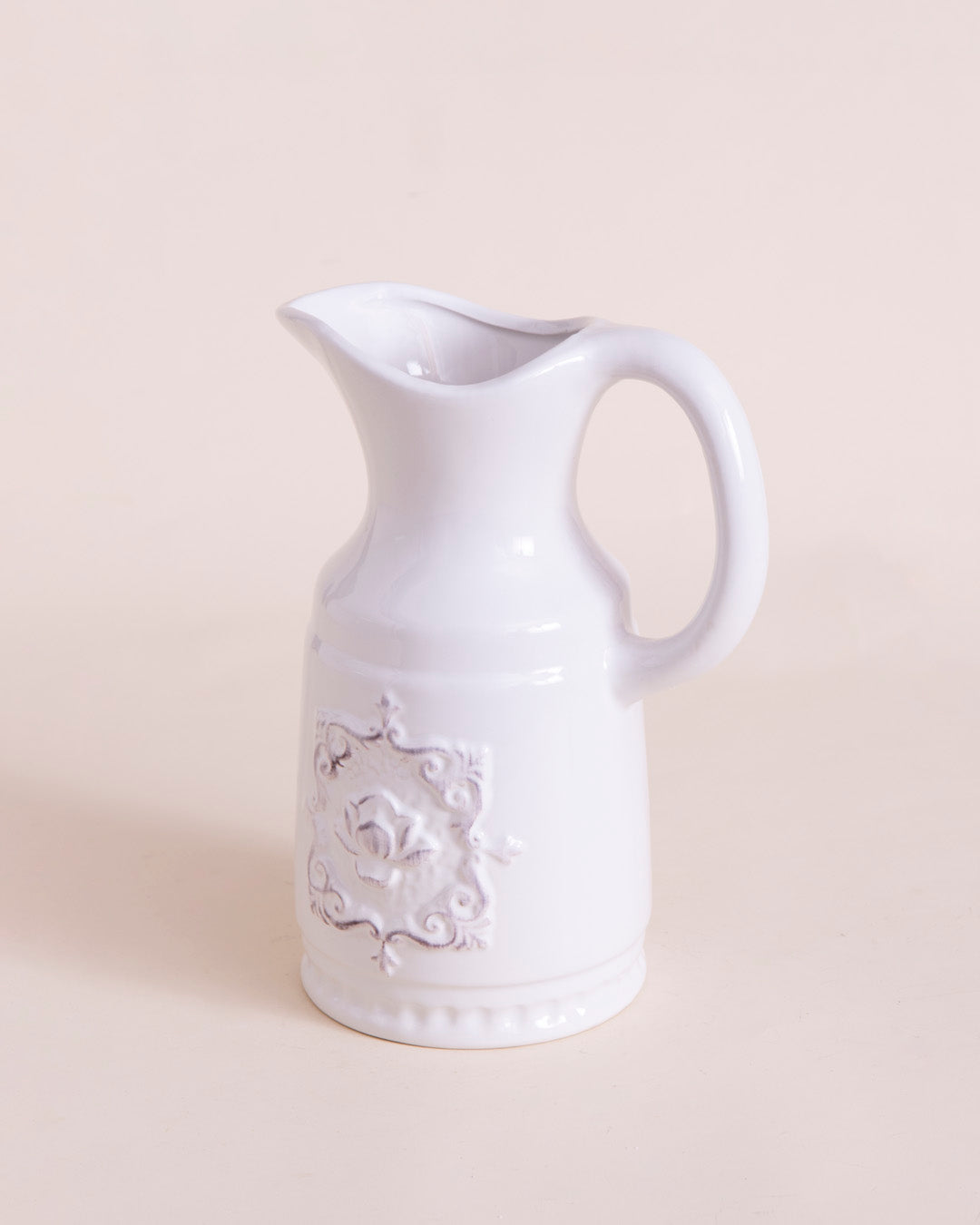 Crisp White Ceramic Pitcher Vase - III