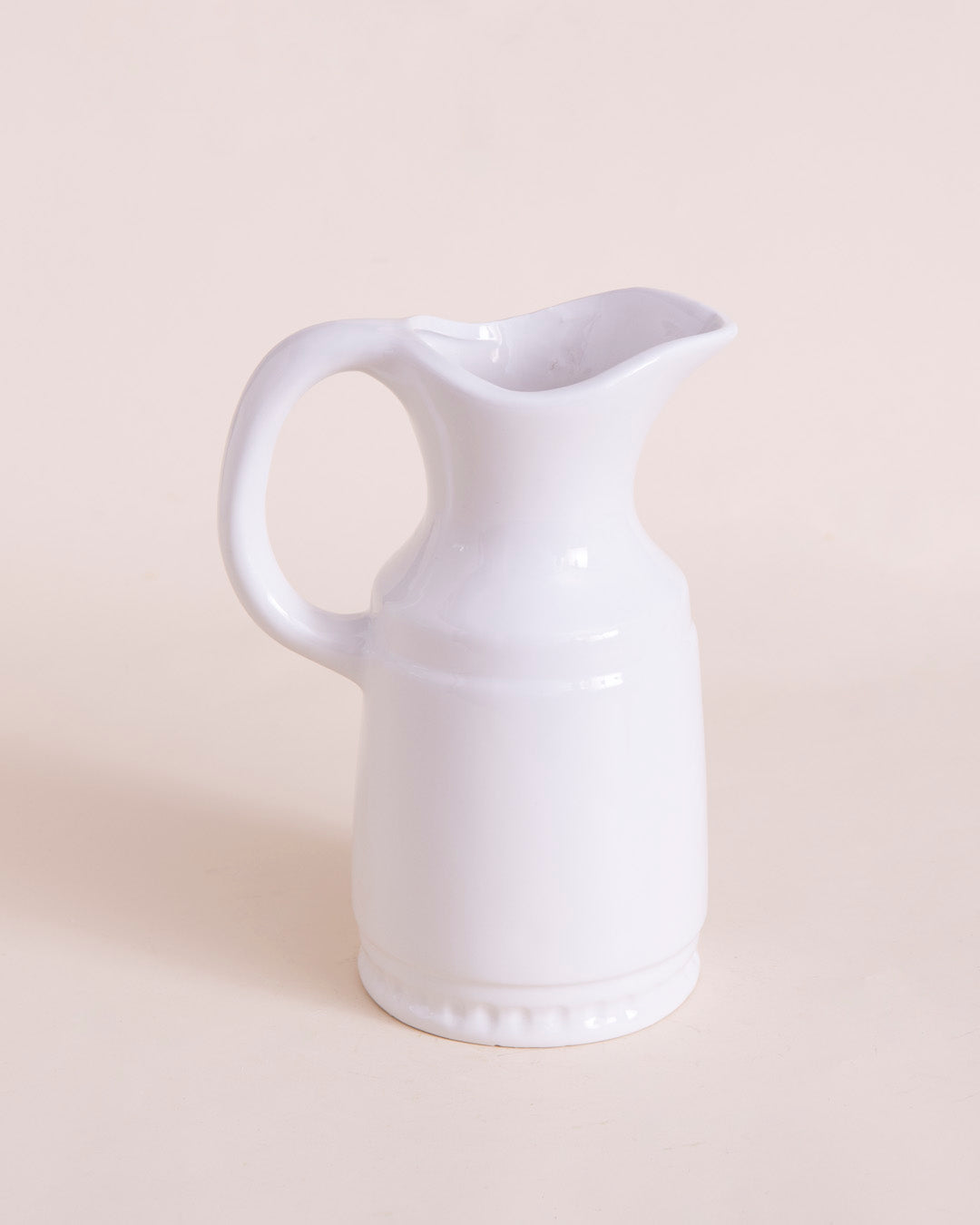 Crisp White Ceramic Pitcher Vase - III