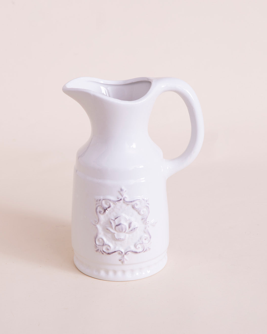 Crisp White Ceramic Pitcher Vase - III