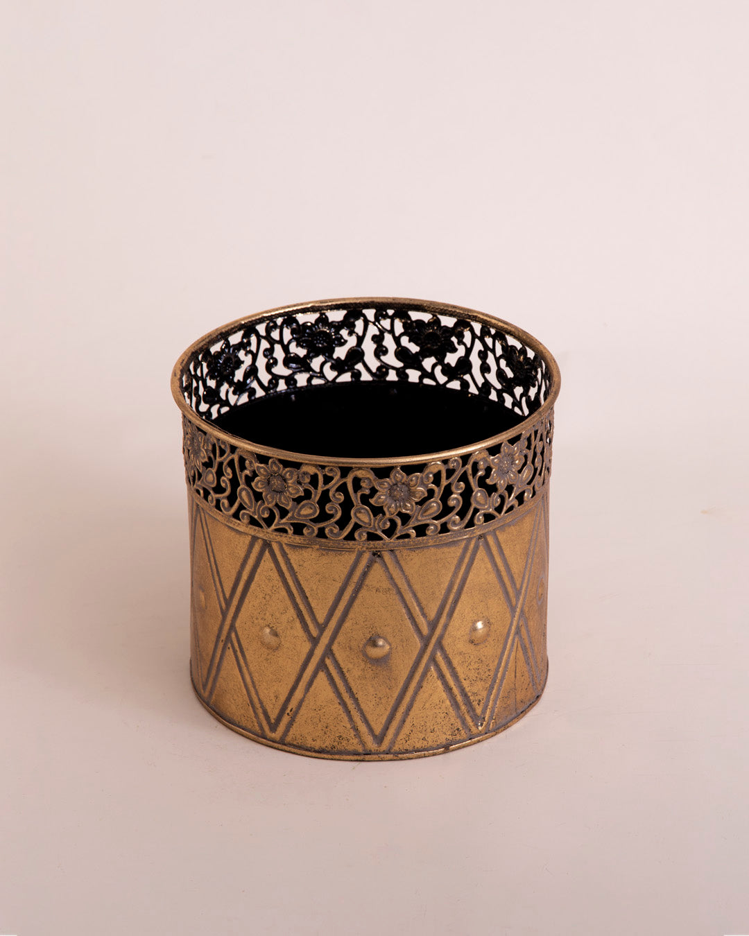 Gilded Diamond Motif Planter - Set Of 3