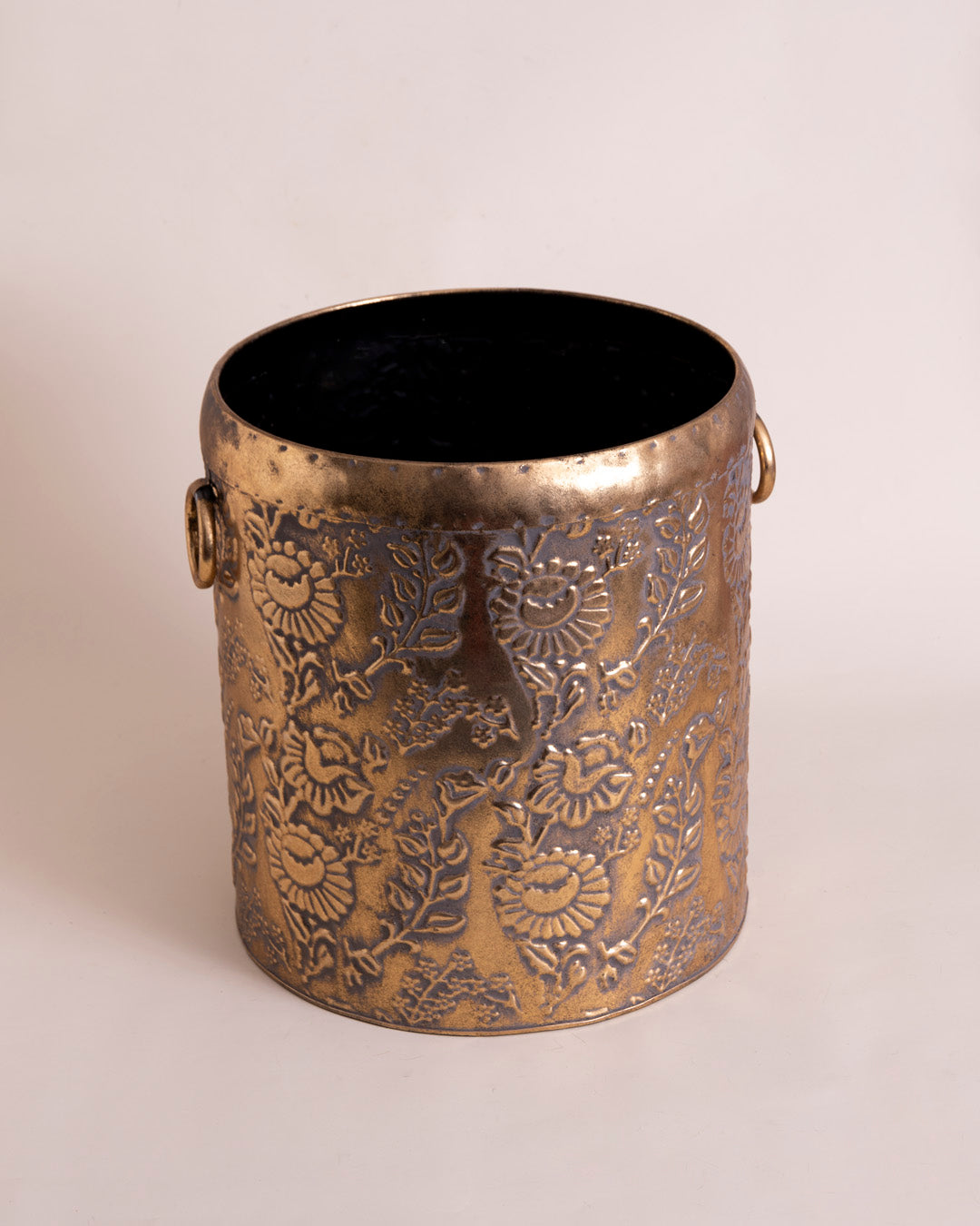 Antique Floral Barrel Planter - Large