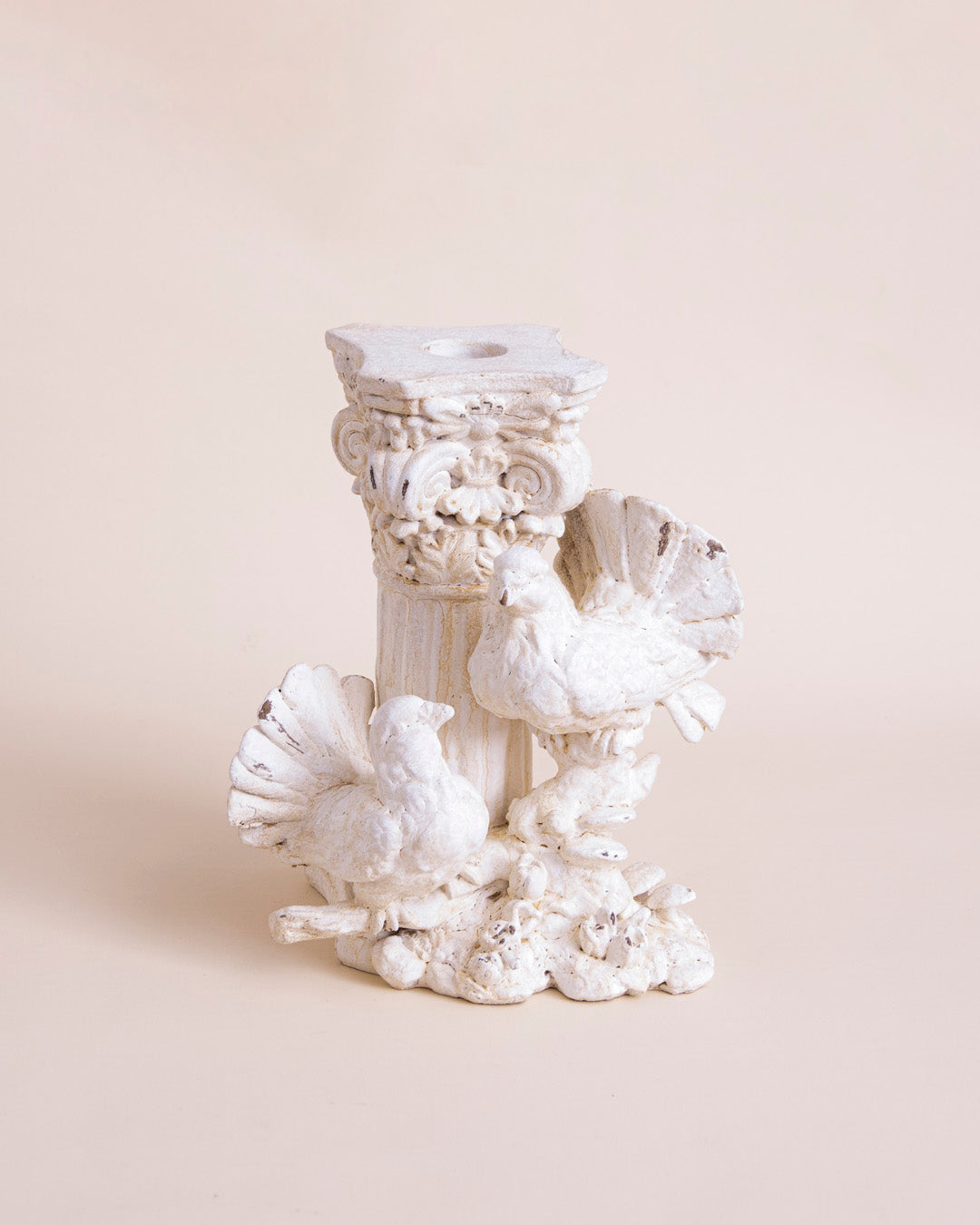 Distressed Finish Dove Candle Holder