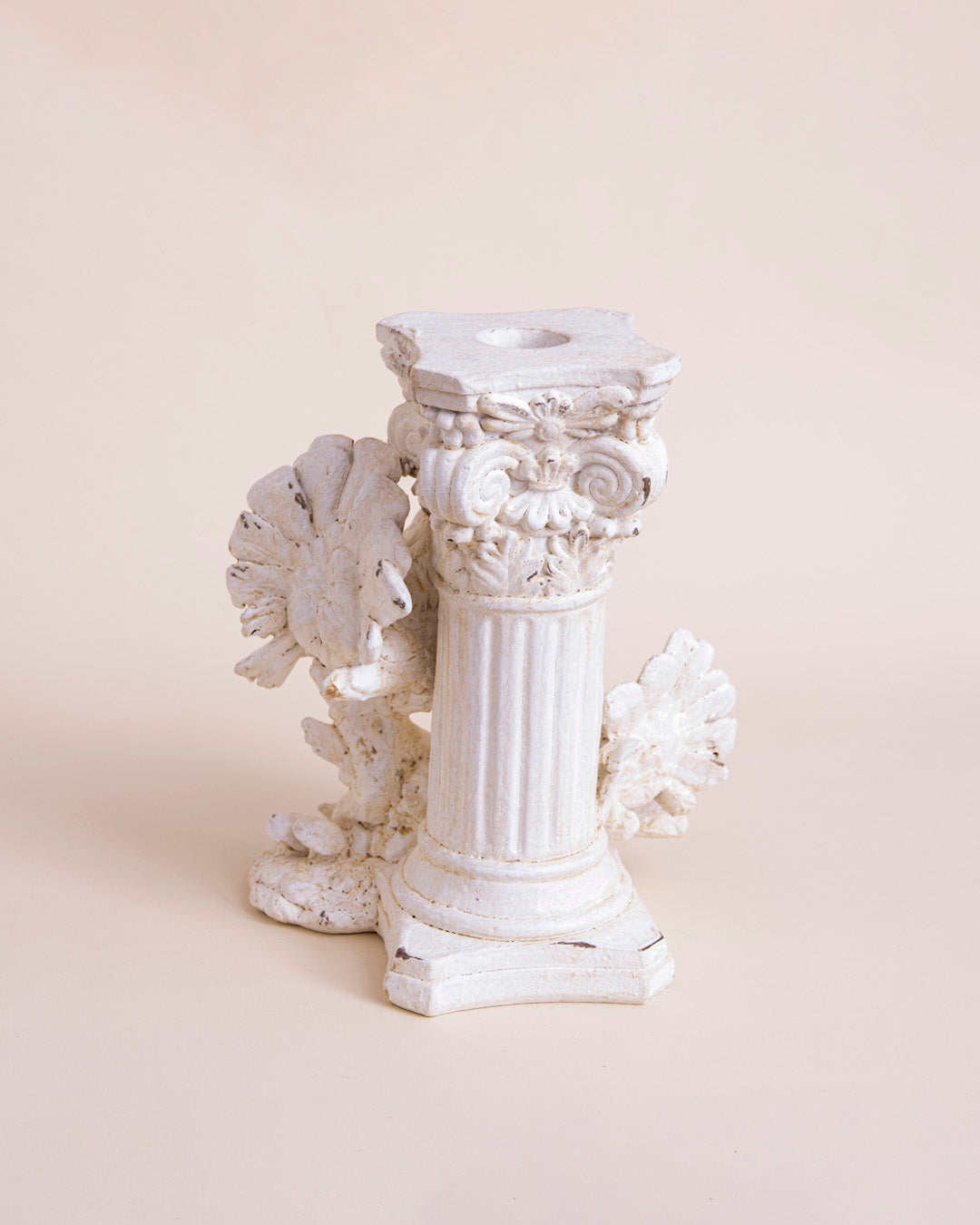Distressed Finish Dove Candle Holder