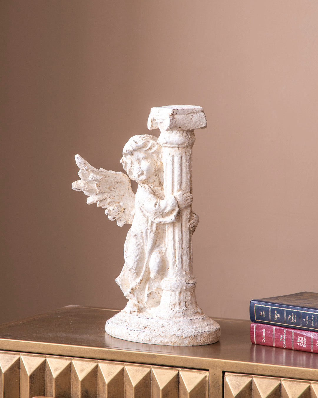 Distressed Finish Decorative Cherub Figurine