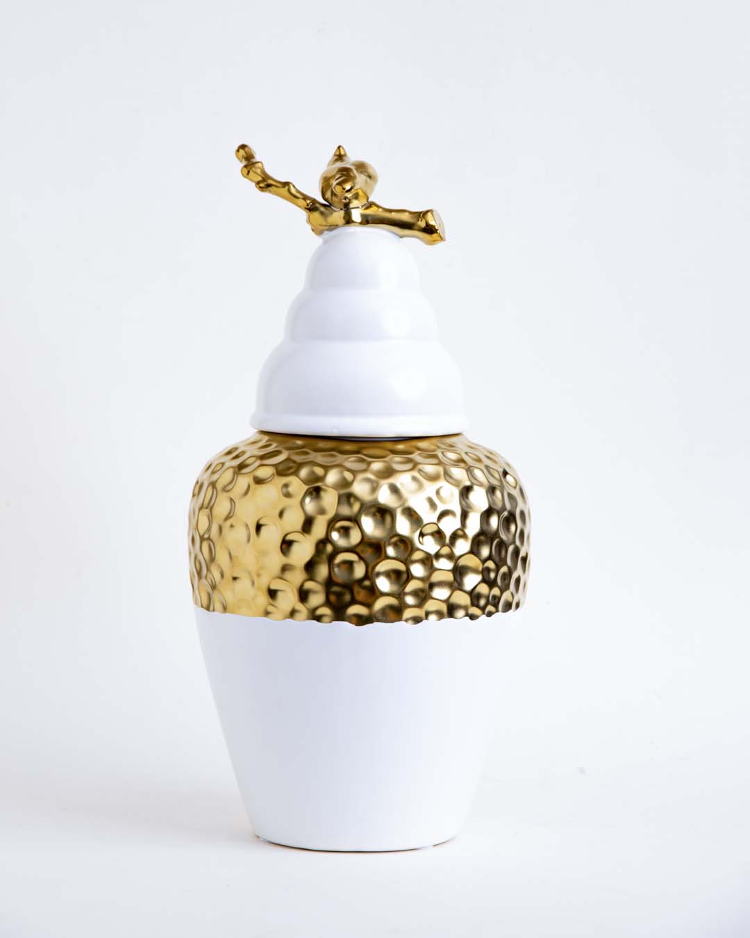 Gold Honeycomb Accent Temple Jar - Small