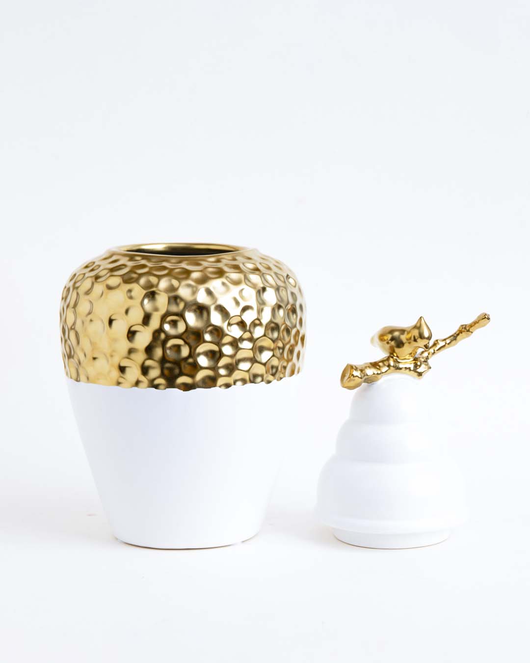 Gold Honeycomb Accent Temple Jar - Small
