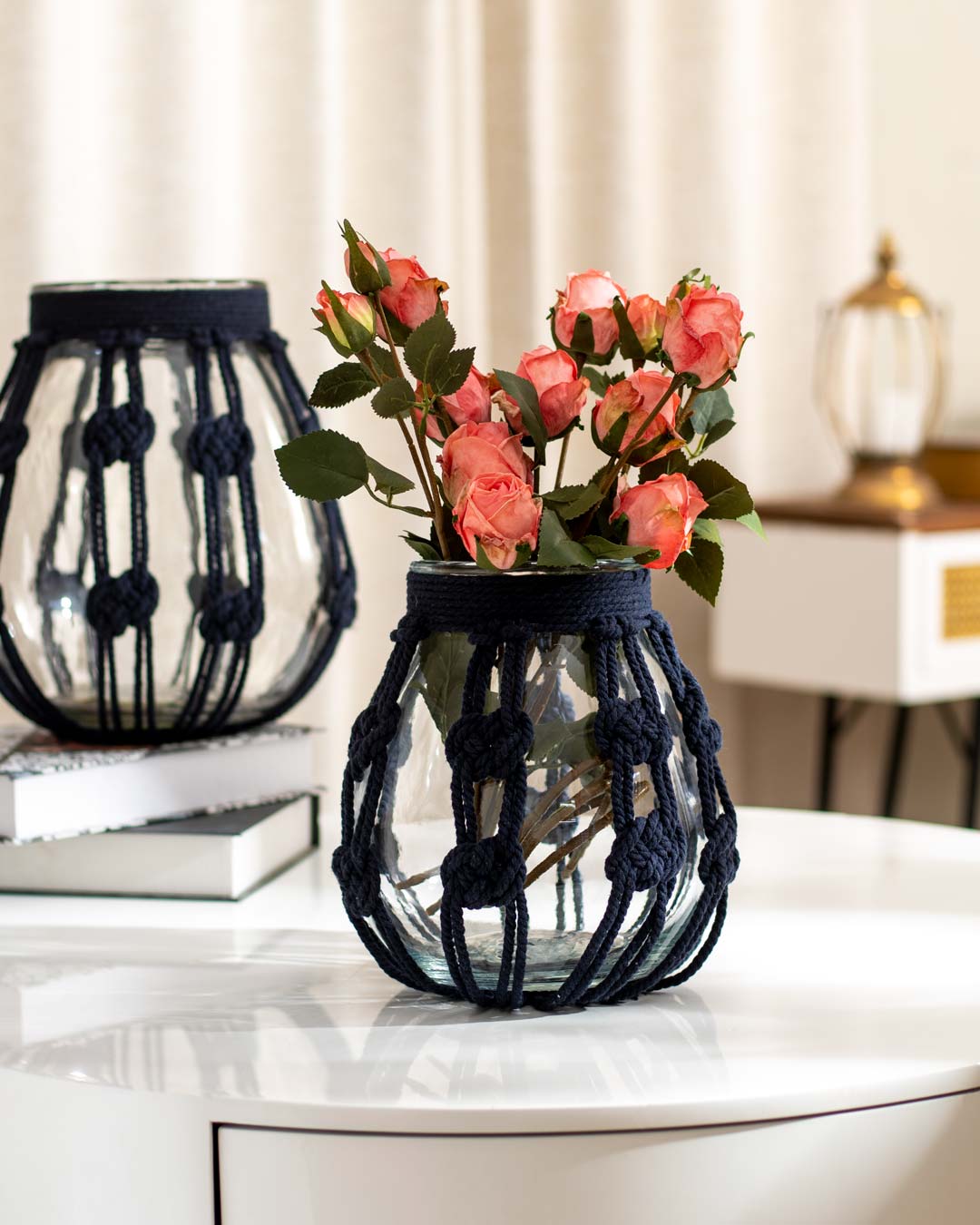 'Crafting with Knots' Macrame Glass Vase - Small