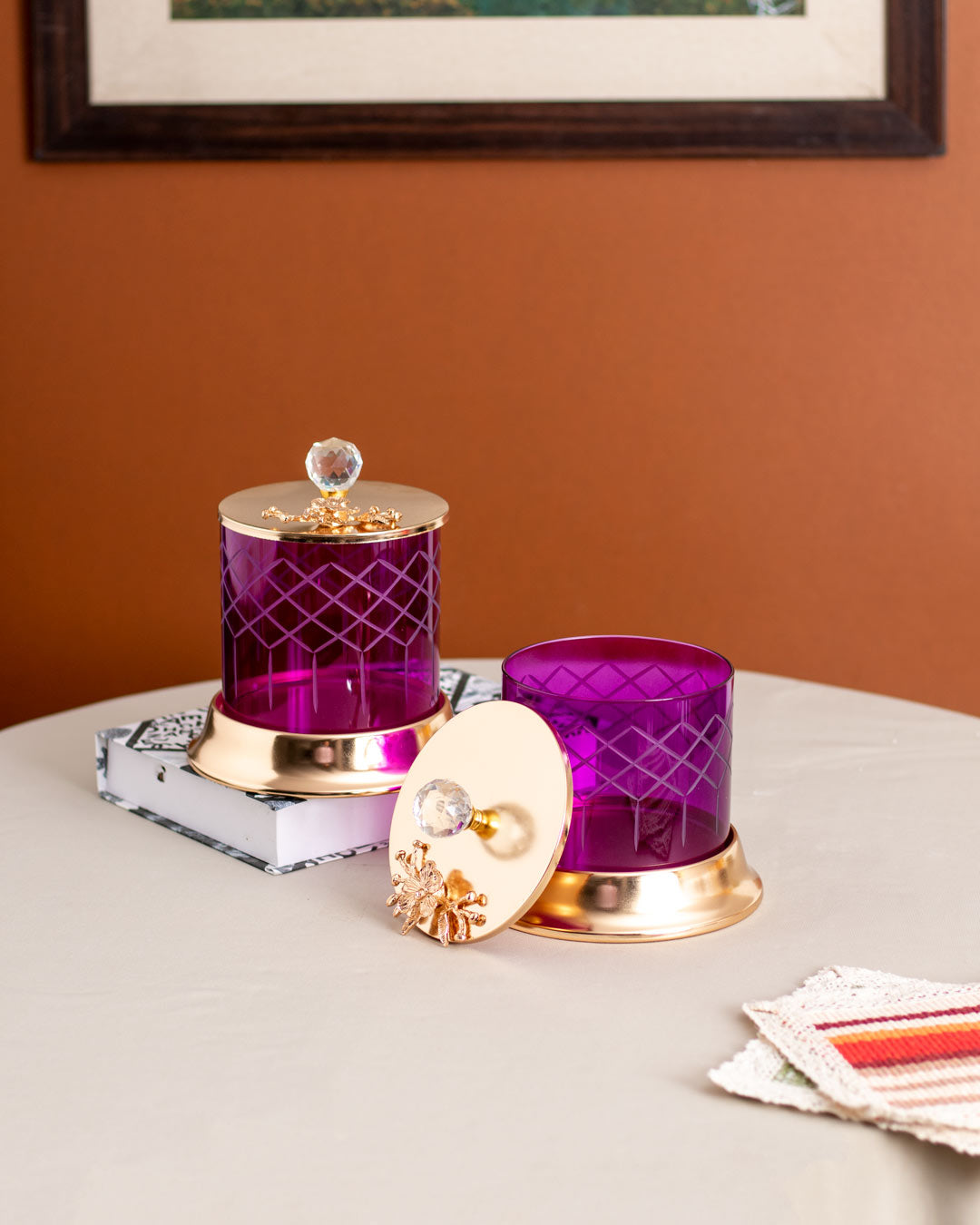 Wild Berry Ginkgo Jar With Lid - Small - The Decor Kart