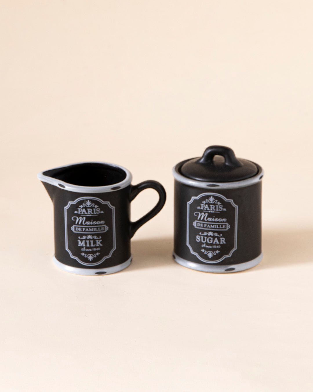'Paris Maison De Famille' Sugar Canister + Milk Pot