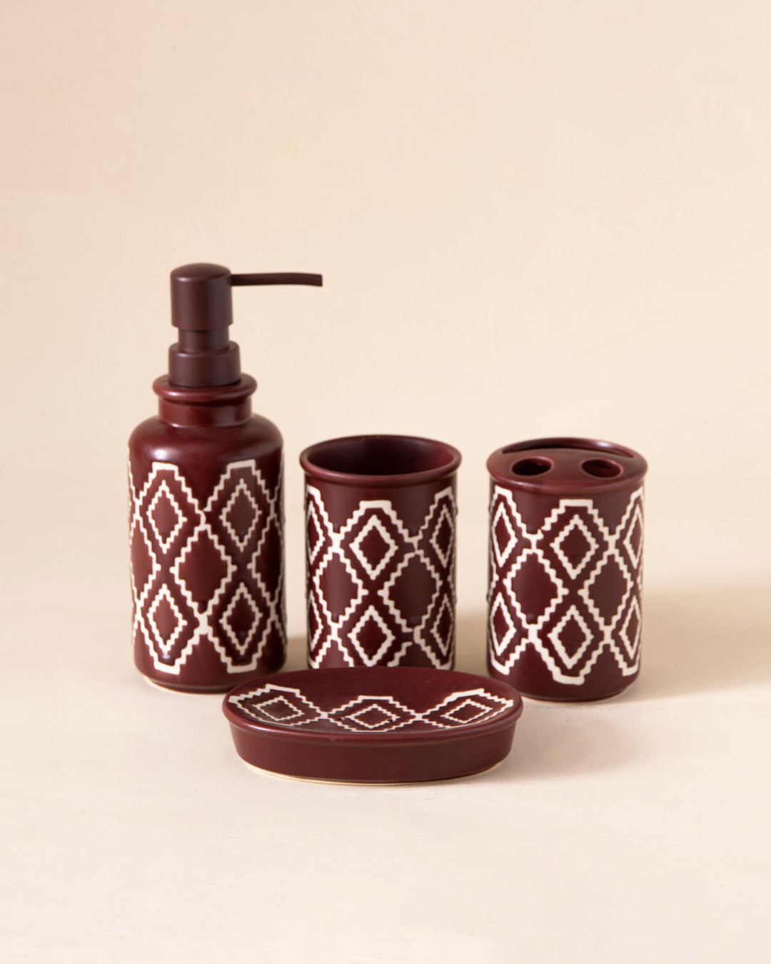 Bohemian 4-Piece Bath Set - Brown