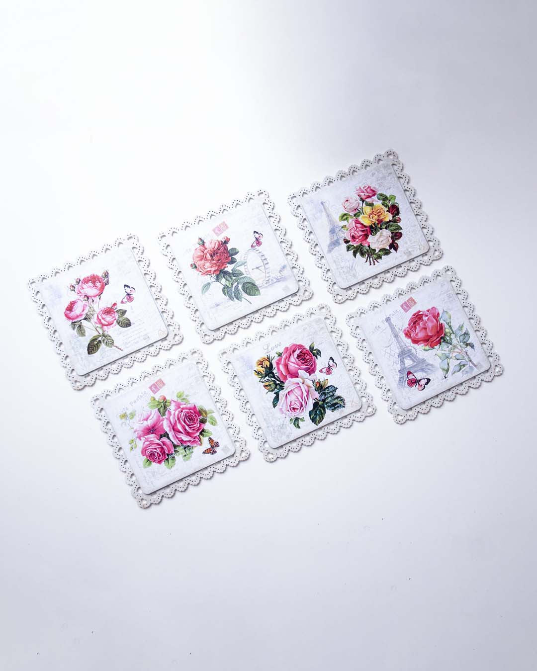 Lace Edge Floral Trivet - Set Of 6