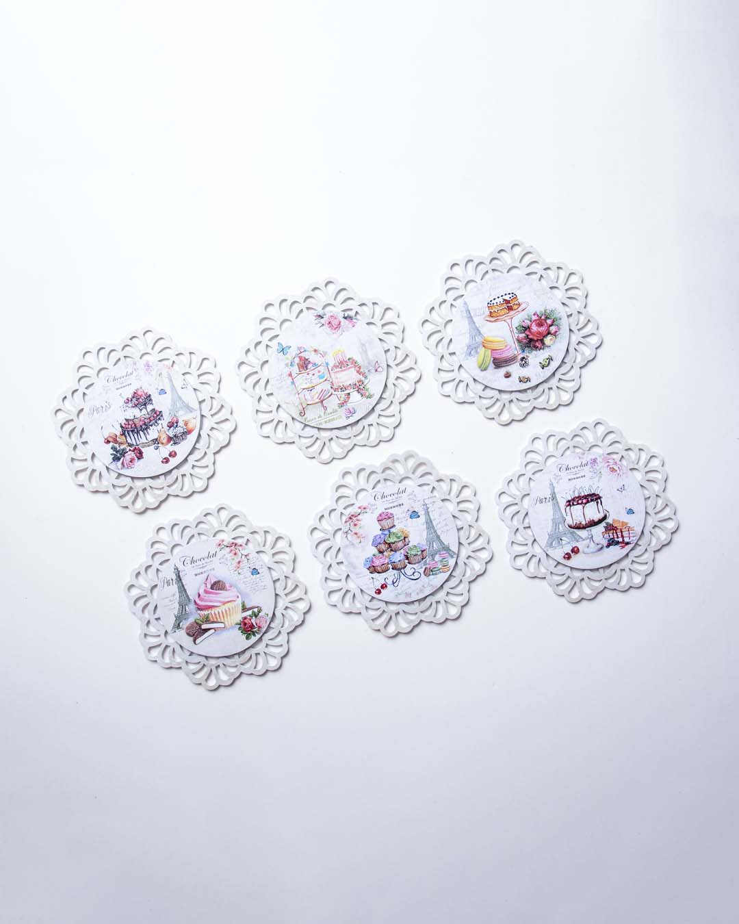 Parisian Dessert Lace-Edged Trivets - Set Of 6