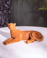 Velvet Flocking Panther Statue - Amber - The Decor Kart