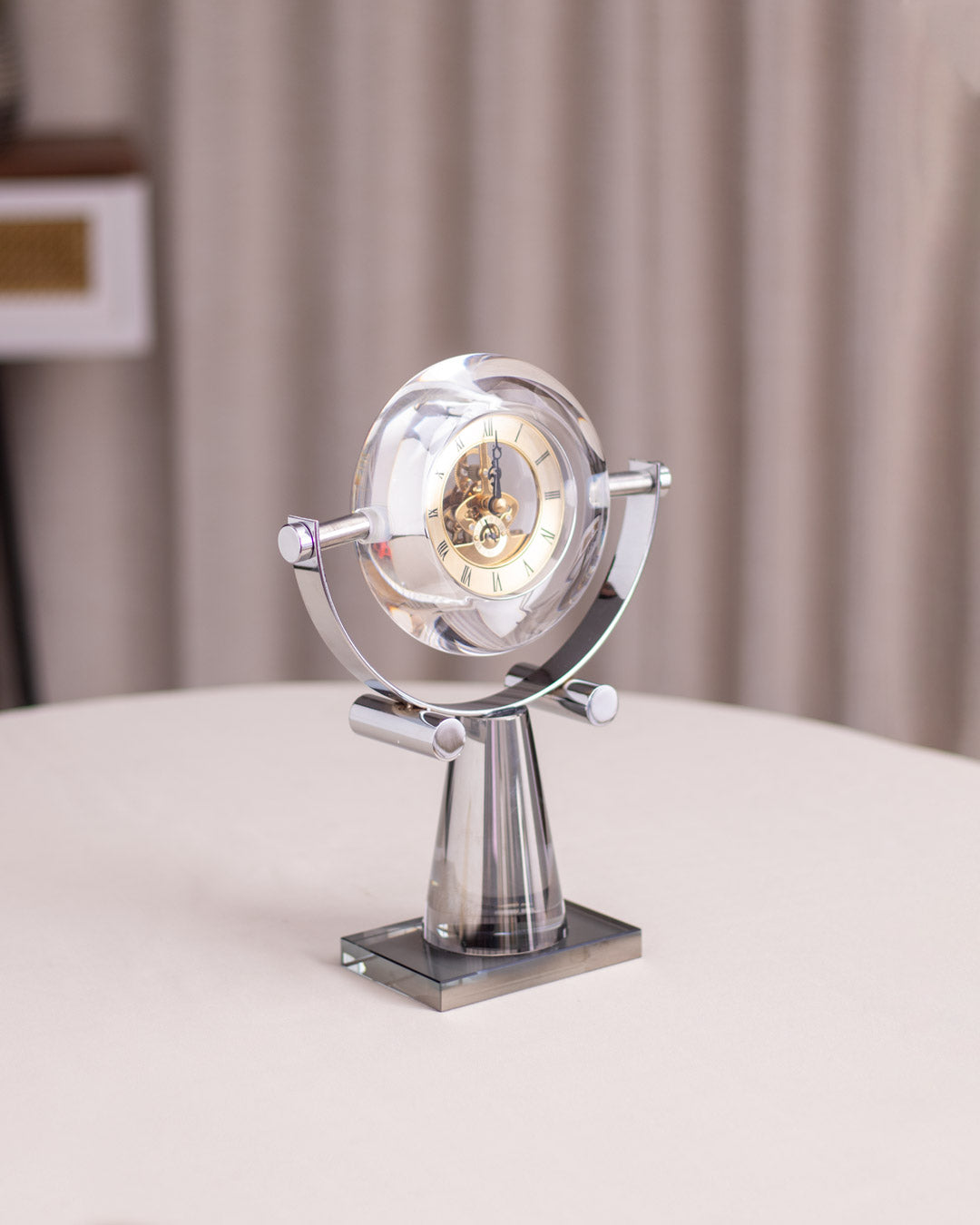 Crystal Mantel Clock Compass Skeleton