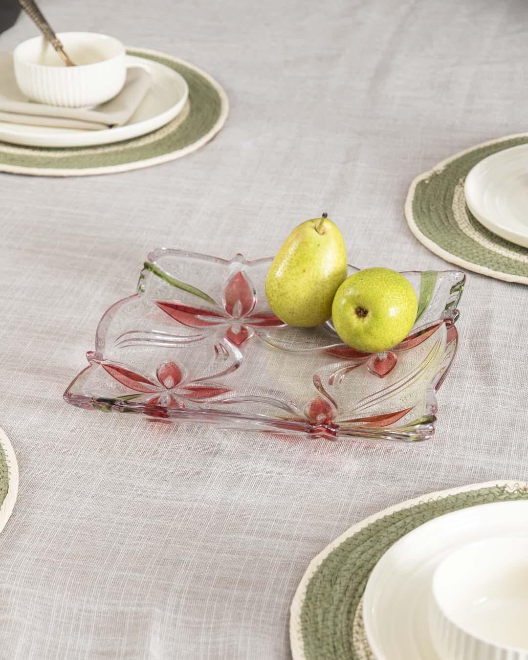 Frosted Red Flower Candy Bowl - The Decor Kart