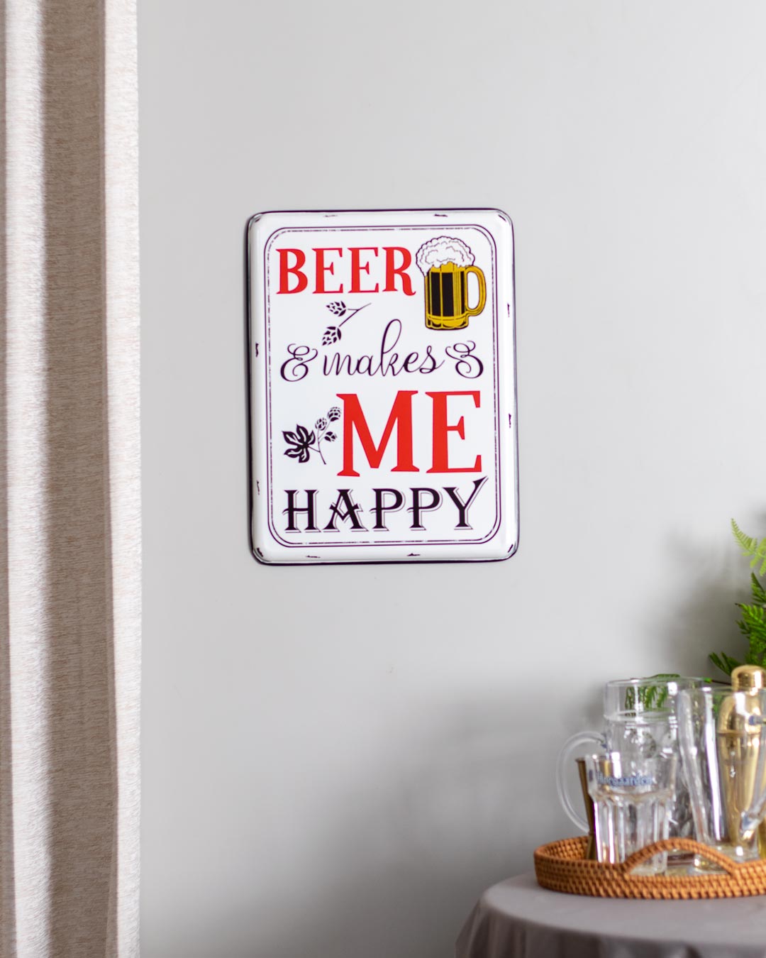 'Beer makes ME Happy' Tin Bar Sign - The Decor Kart