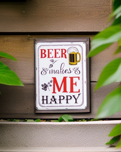 'Beer makes ME Happy' Tin Bar Sign - The Decor Kart