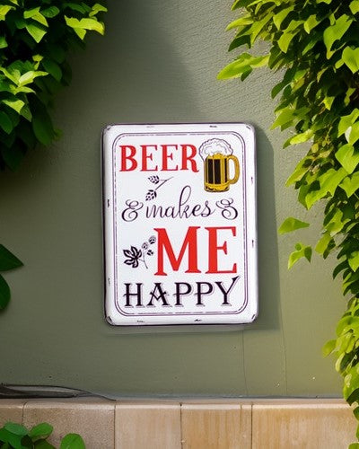 'Beer makes ME Happy' Tin Bar Sign - The Decor Kart