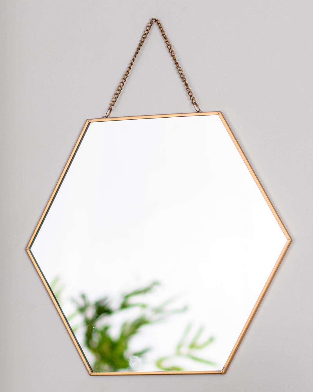Golden Hanging Hexagonal Mirror - Small - The Decor Kart