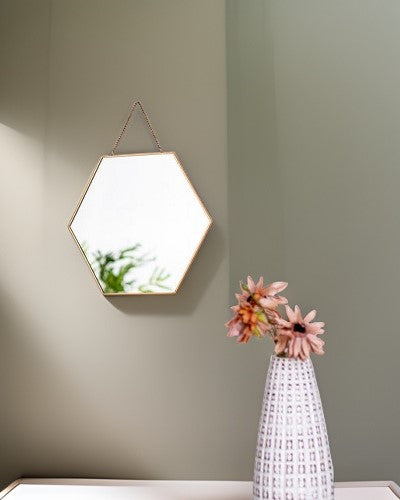 Golden Hanging Hexagonal Mirror - Small - The Decor Kart