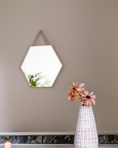 Golden Hanging Hexagonal Mirror - Small - The Decor Kart