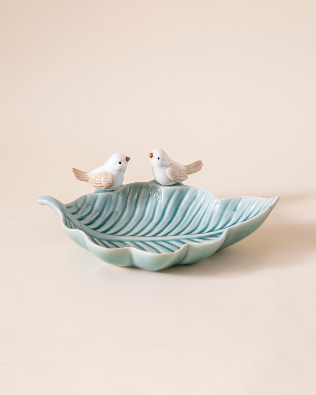 Whispering Birds Leaf Ring Dish - Blue