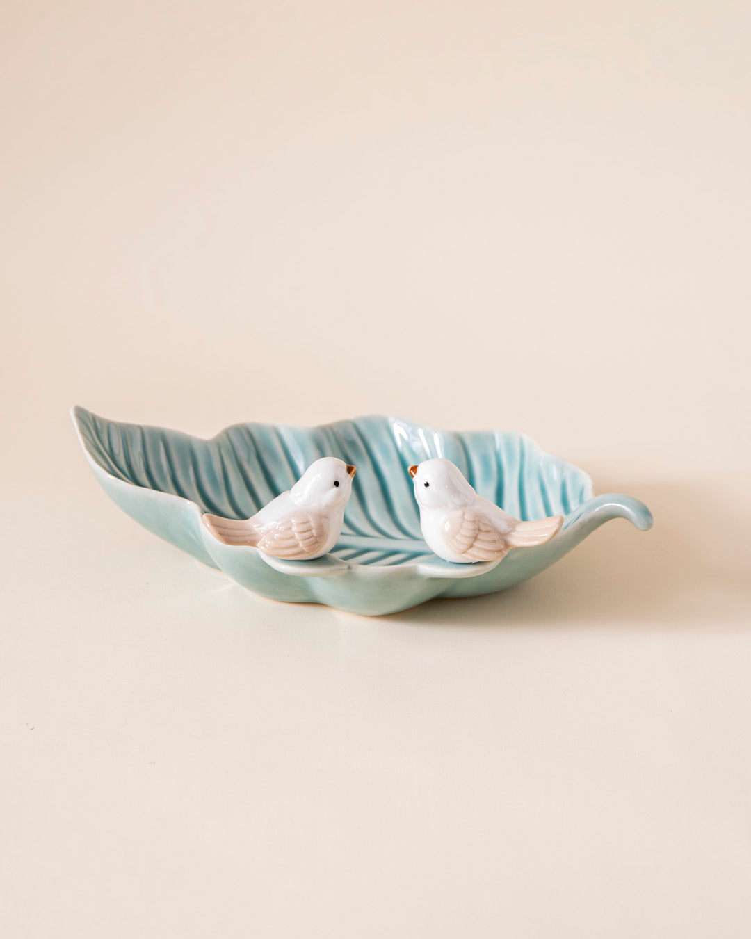 Whispering Birds Leaf Ring Dish - Blue