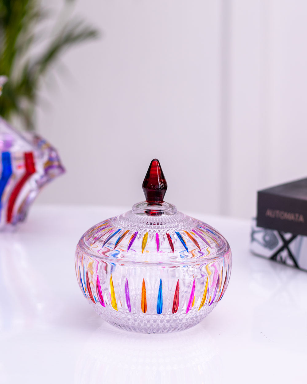 Rainbow Crystal Glass Candy Jar - The Decor Kart