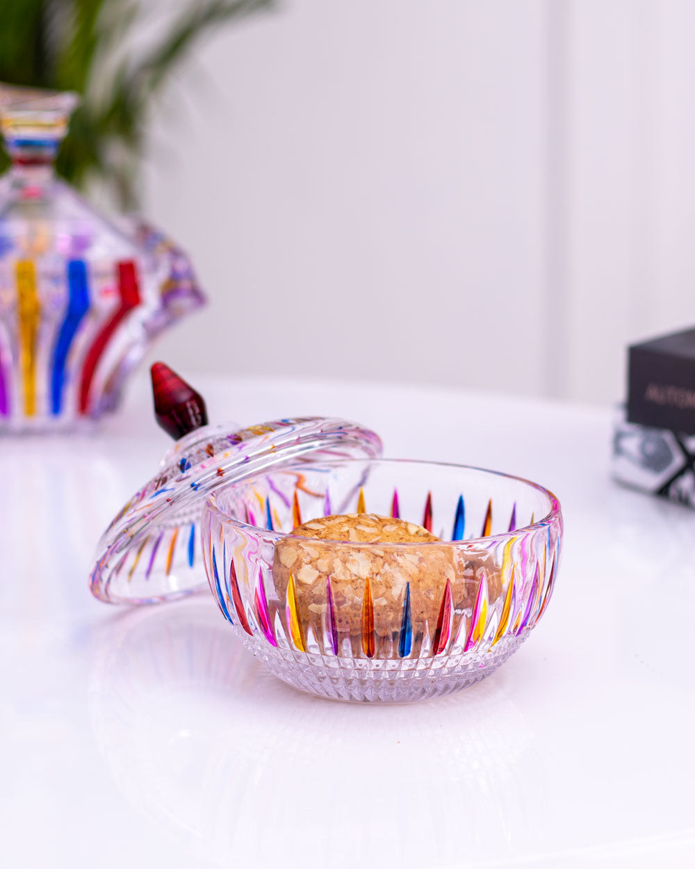 Rainbow Crystal Glass Candy Jar - The Decor Kart