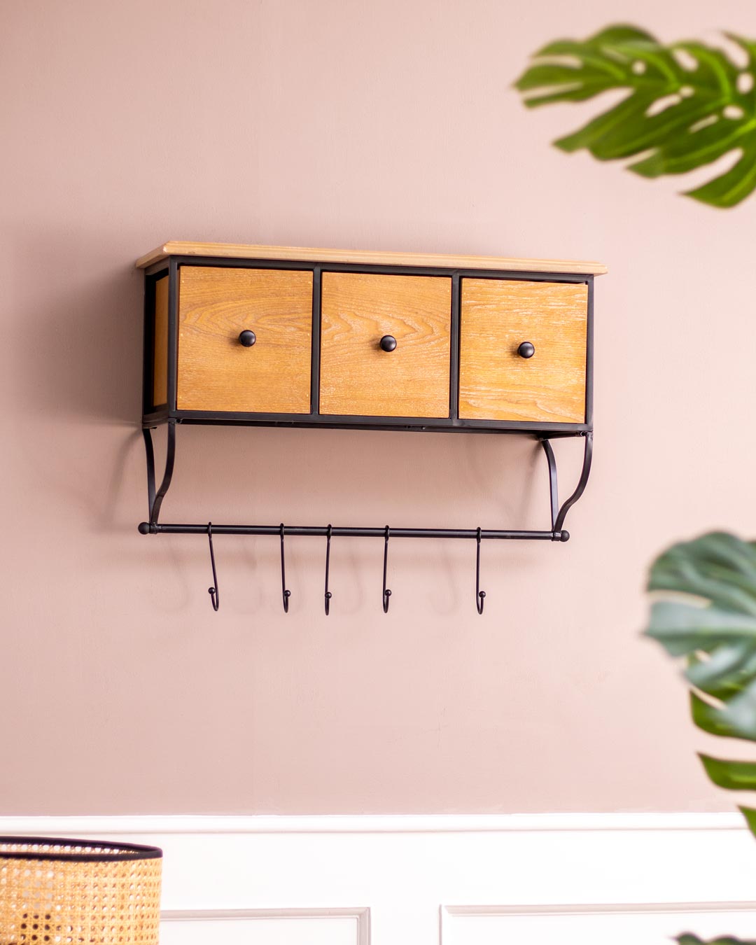 'Rustic Charm' Wooden Wall Cabinet - 3 Drawer - The Decor Kart