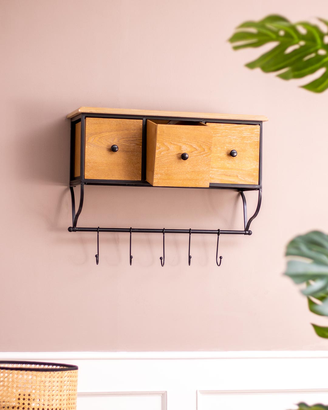 'Rustic Charm' Wooden Wall Cabinet - 3 Drawer - The Decor Kart