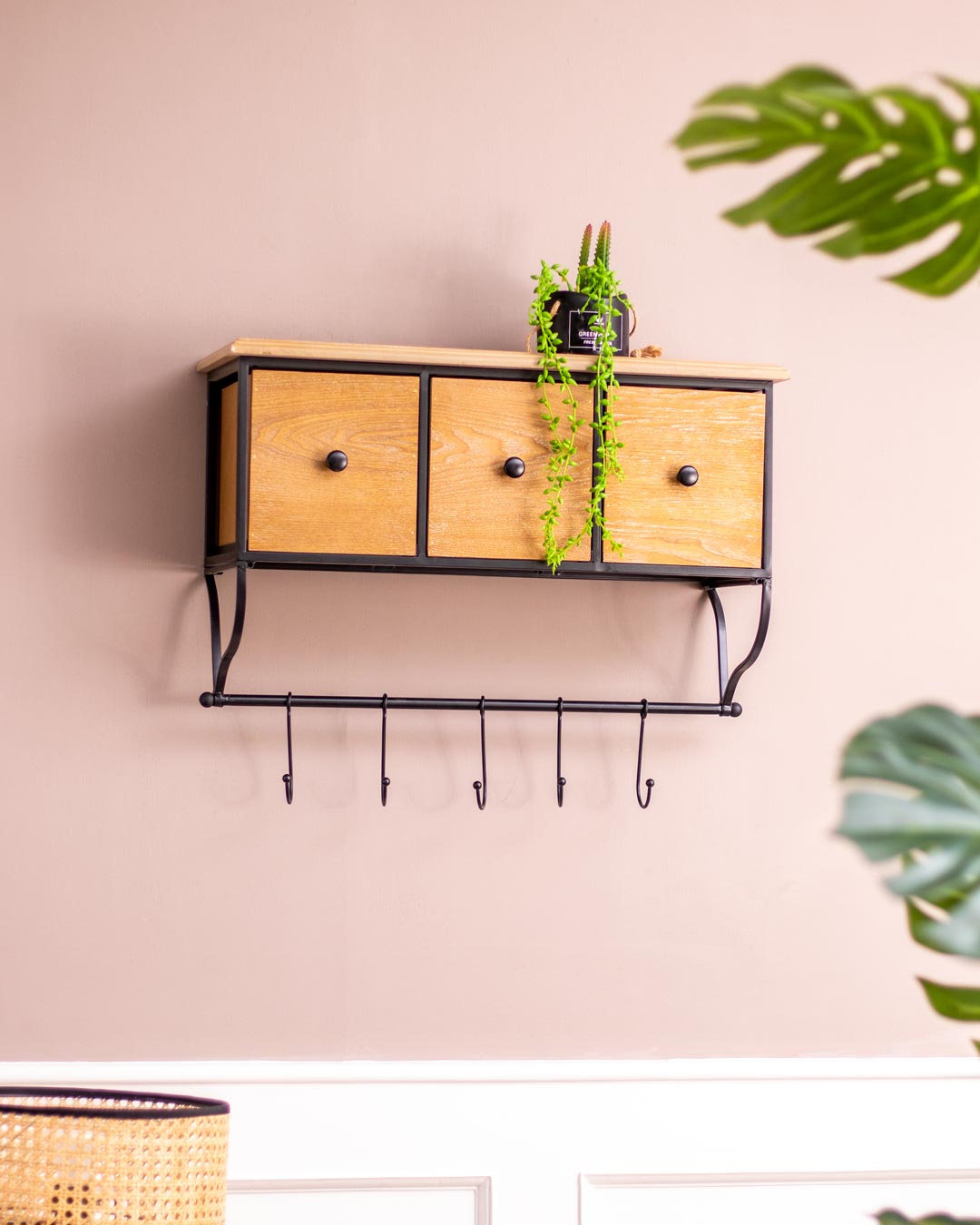 'Rustic Charm' Wooden Wall Cabinet - 3 Drawer - The Decor Kart